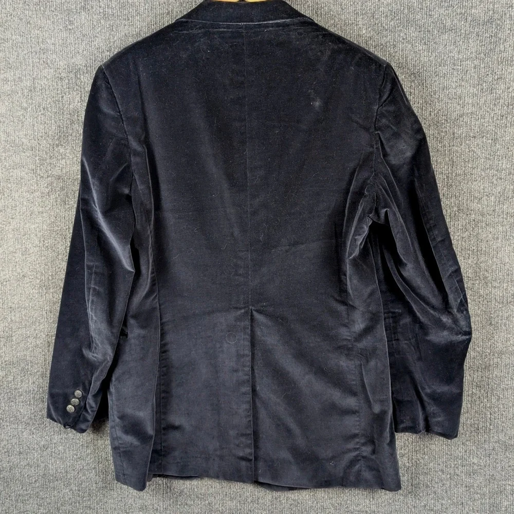 Vintage I Magnin Mens Navy Blue Velvet Blazer Two Button Sport Coat 42L